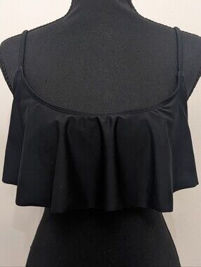 Old Navy Black Ruffle Bikini Top with Adjustable Straps | Women's Size Medium
